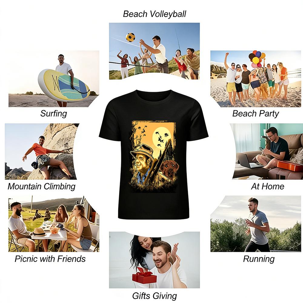 Vintage Hunting Themed T-shirt Hunter And Hound Outdoor Casual Top Pure Cotton T-shirt
