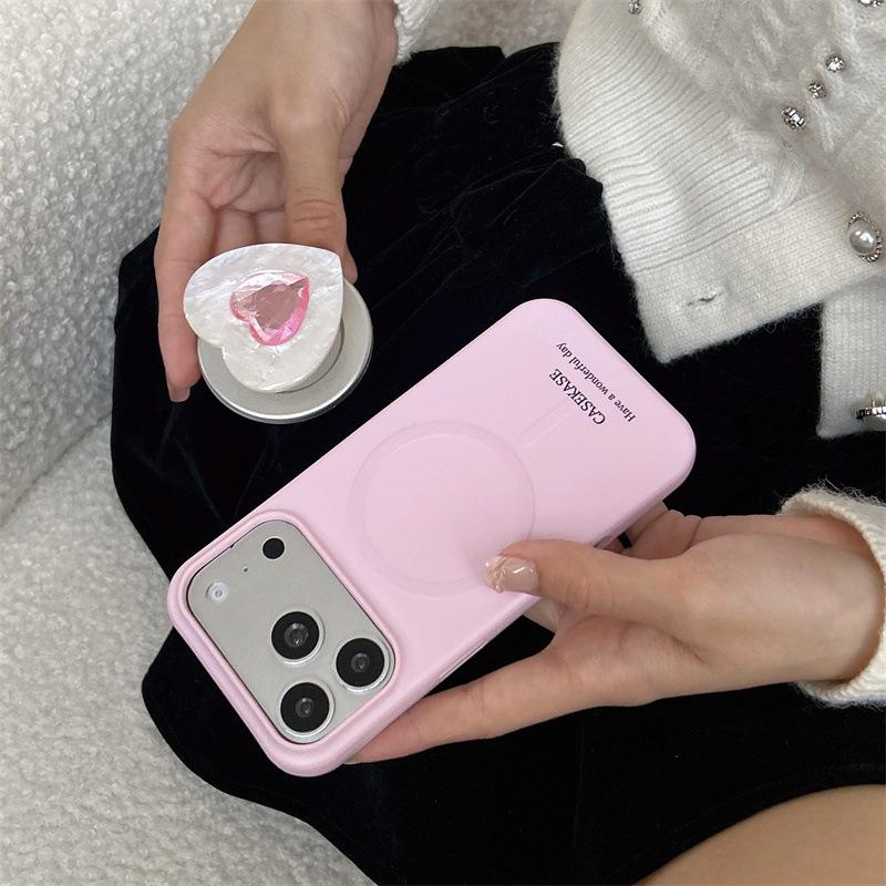 

Solid Color Rhinestone Heart Magnetic Stand Case for iPhone 17/16 Pro Max/15 Pro iPhone 17