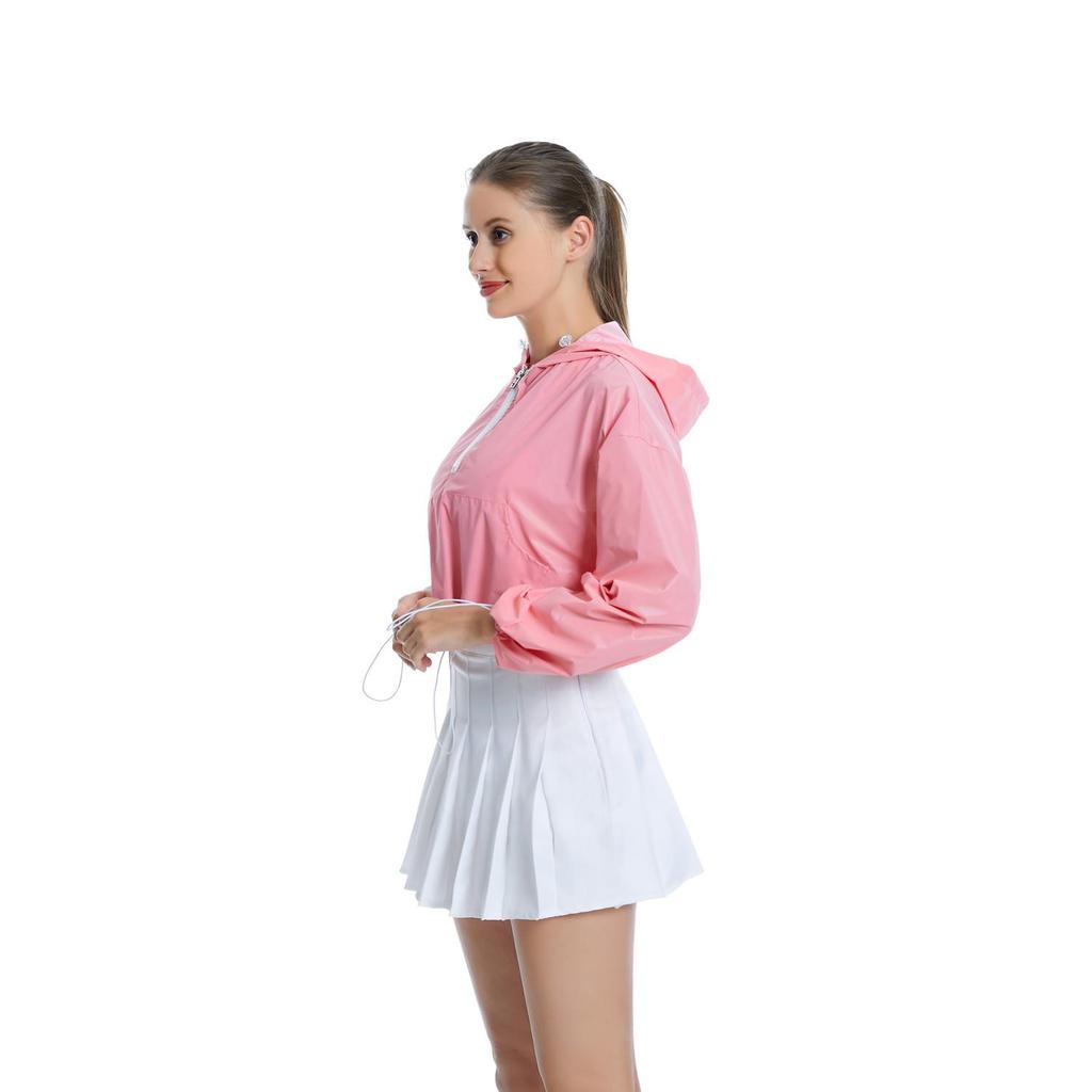Spring & Autumn Iridescent Yellow Pink Women's Half-Zip Loose Hoodie Jacket
