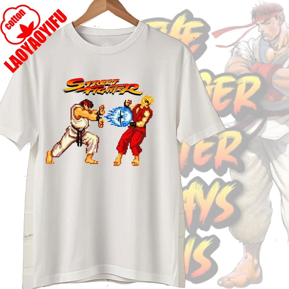 Street Fighter Chun-Li Ryu Printed Y2K New Couple Cotton T-Shirts Men Women Streetwear Casual Harajuku Retro Unisex Tee Top