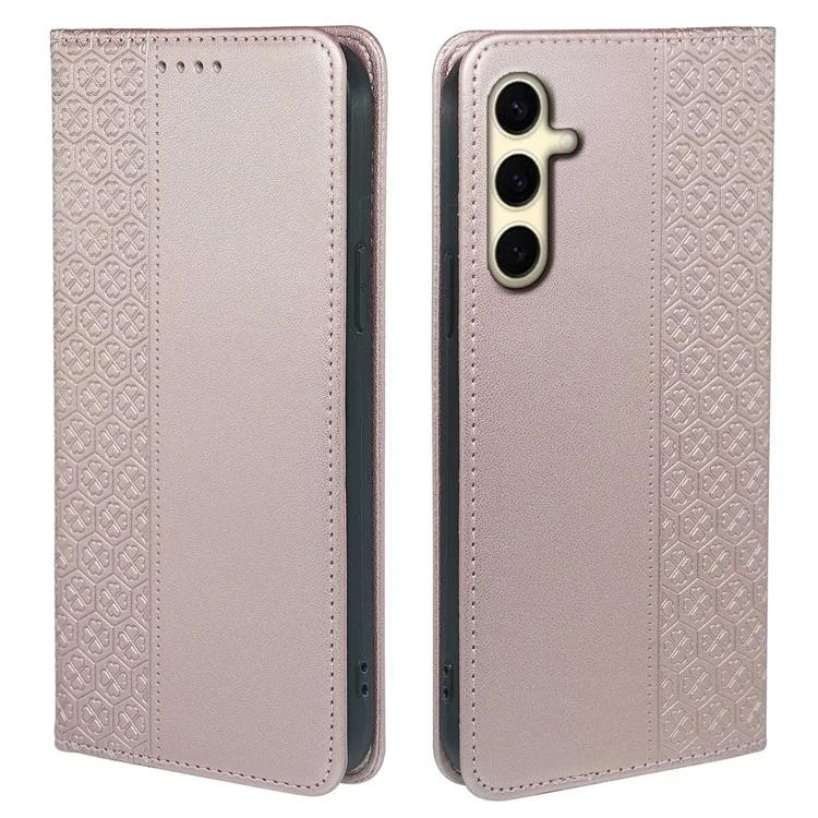 

For Samsung Galaxy S24+ Case Leather Wallet Phone Cover Four-Leaf Clover Imprint