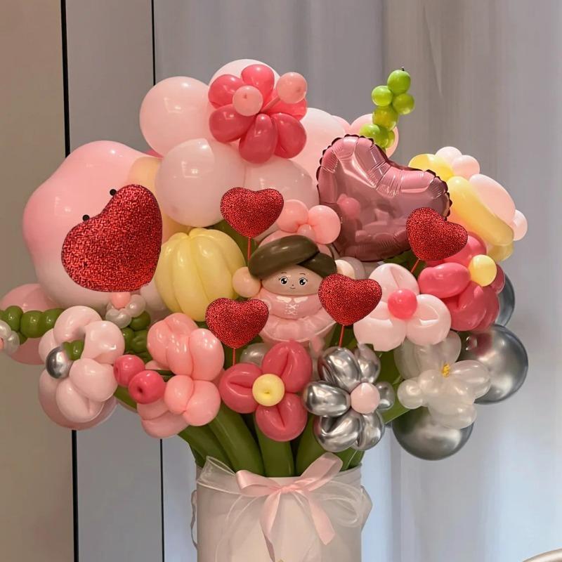 Wholesale Glitter Heart Foam Sticks Red Pink White Heart-Shaped Ornament Flower Pot Decorations for Bouquets Home Tabletop Decor