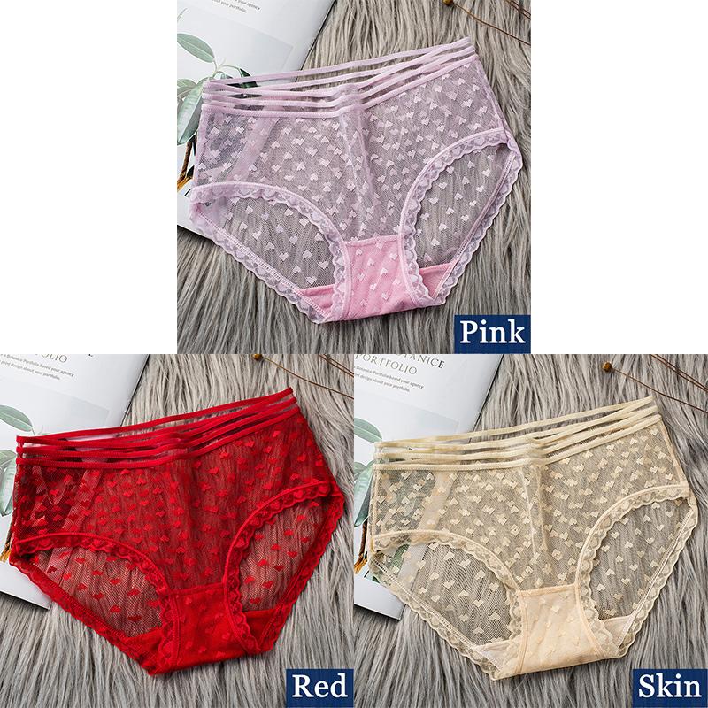 3pcs Sexy Lace Transparent Panties for Women Underwear Fashion Panty Lingerie Breathable Hollow Out Briefs Female Underwear