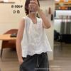 Literary and Artistic Solid Color Three-dimensional Hook-up Embroidered Lace Small Vest Large Size Women's Sleeveless Round Neck Casual Outer