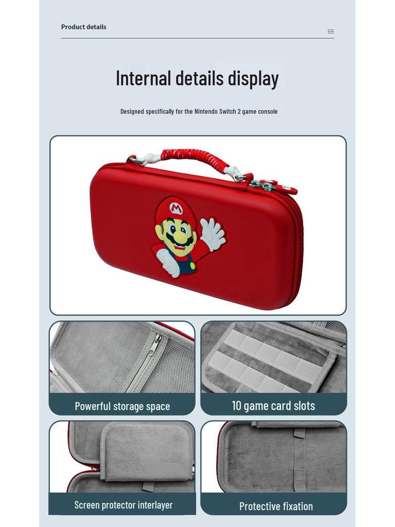 Nintendo Mario Design Switch2 Protective Storage Bag - Portable and Drop-Proof Case