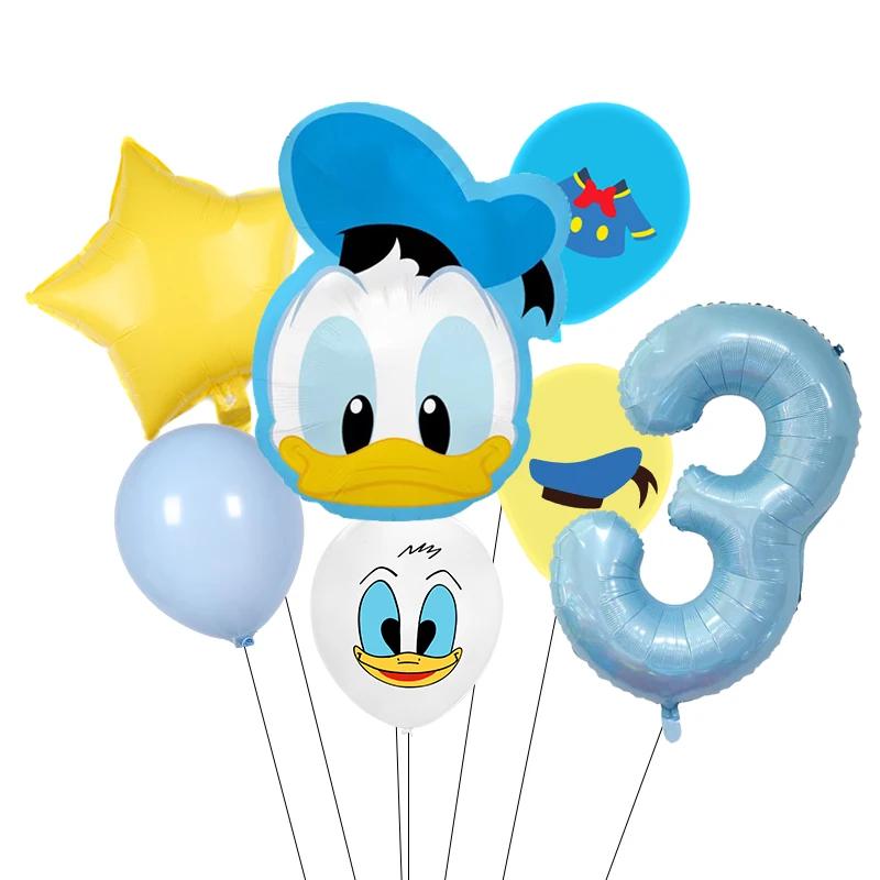 Cartoon Donald Number Duck Daisy Aluminum Film Balloon Set Spherical DIY Birthday Arrangement Party Decoration Balloons Kawaii