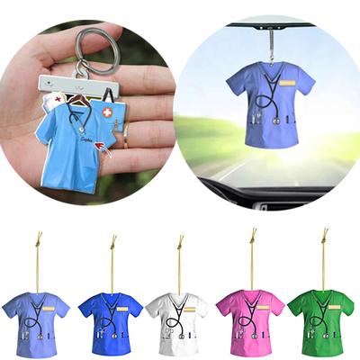 Auto-Anhänger, hängende Dekoration, flacher Arzt, Krankenschwester-Uniform-Anhänger, kreativer Schlüsselanhänger, Geschenk für Zuhause, Geburtstag, Auto-Innenausstattung