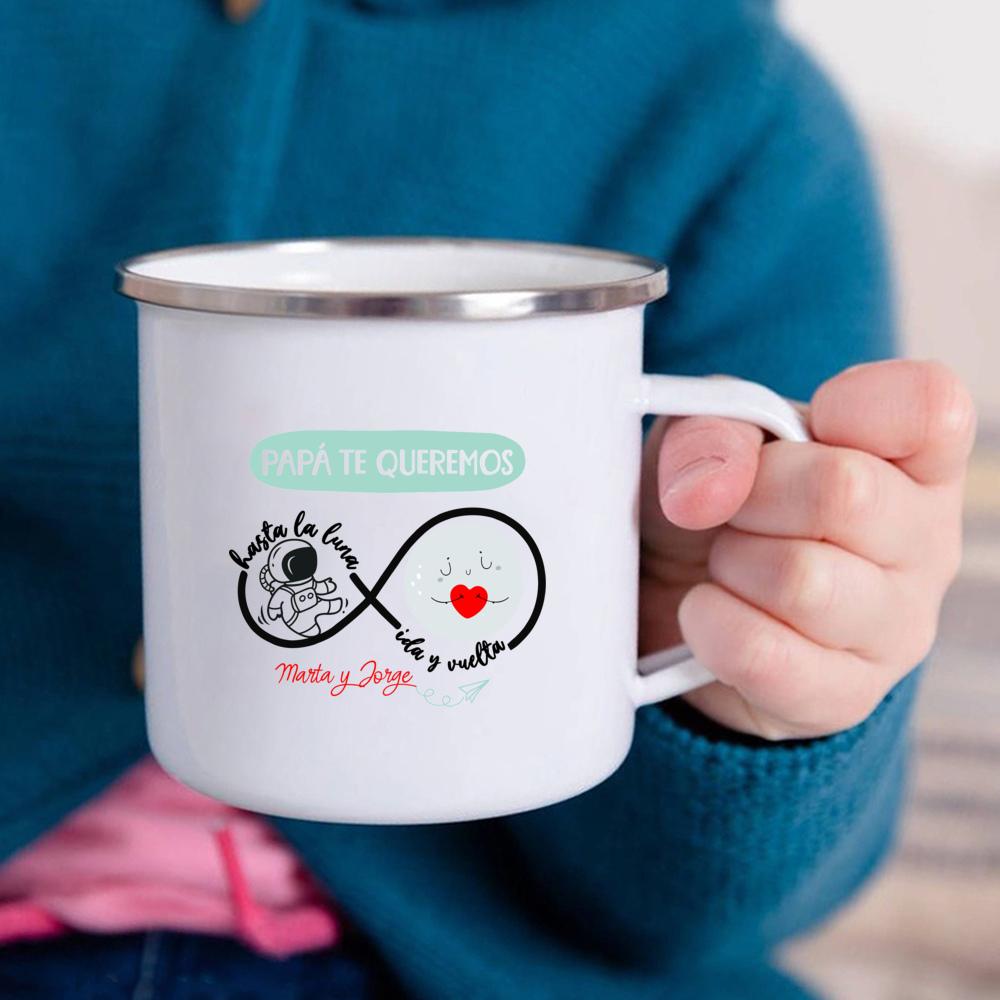 Meine Lieblingsperson heißt Papa Emaille Tasse Weiß Henkeltasse Kaffee Tee Getränk Wasser Das beste originelle und lustige Vatertagsgeschenk