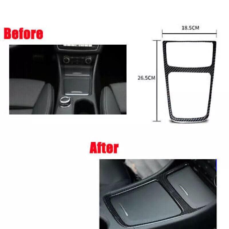 Carbon Fiber Car Center Storage Box Cover Trim Sticker For Benz A Class CLA GLA