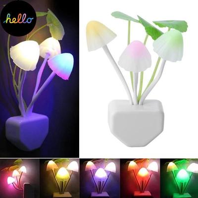 Mushroom Night Light Plug Led Night Lights RGB With Dusk To Dawn Sensor Bedroom Lamp For Kids Baby