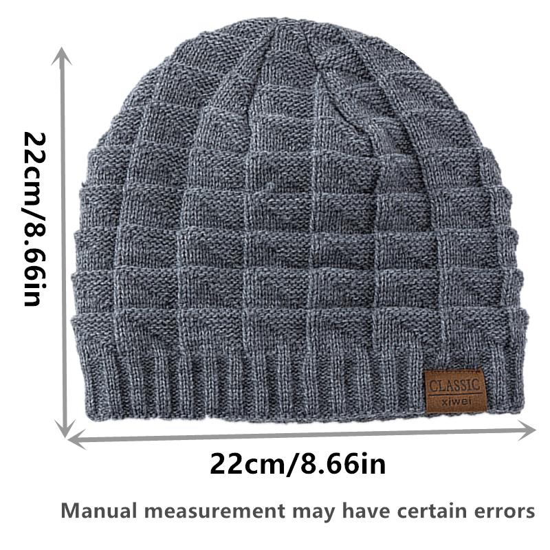 Classic Labal Winter Hats Outdoor Knitted Hats For Men And Women Beanie Cap Plush Fur Lining Warm Sports Hats