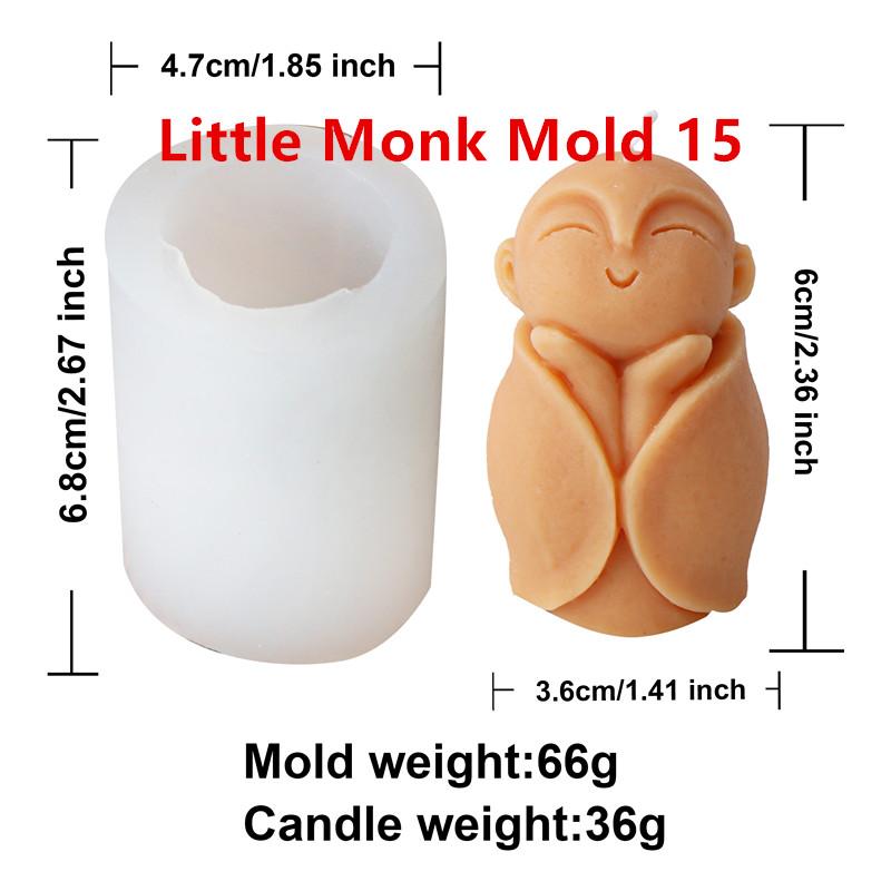 

Cute 3D Monk Small Buddha Silicone Candle Mold Desktop Decoration Clay Candle Making Mould Crafts Decoration
