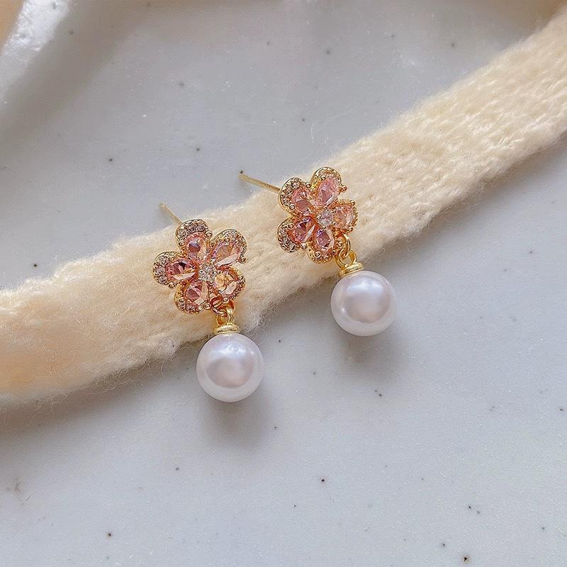 925 Silver Pink Heart Flower Butterfly Tassel Earrings - Sweet, Elegant, and Whimsical Design