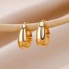 Gold Color Glossy Chunky Waterdrop Dangle Earrings For Women Stainless Steel Heart Bow Ear Piercing Jewelry Birthday Cute Gifts