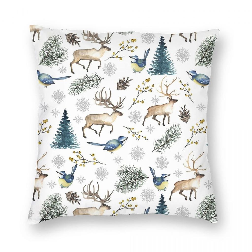 Christmas New Year Pillowcase Printing Polyester Cushion Cover Gift Santa Pillow Case Cover Home Zipper 18''