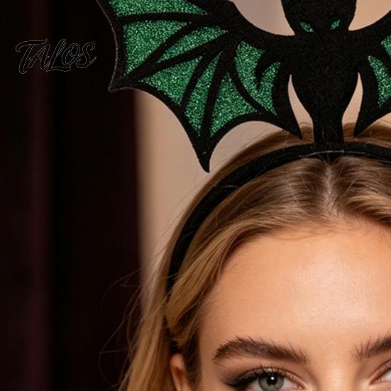 Halloween Photo Booth Props Bat Headband, Felt Glitter Hairband Bling Texture Hair Hoop for Costume, Festival Masquerade Party Prop Headband