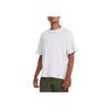 Under Armour Camiseta de Manga Corta Oversized de Peso Pesado Ua para Hombre, Tops de Color Sólido con Cuello Redondo, Blanco 1384037-100