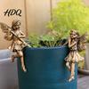 Kreative Topfpflanzen-Dekorationen 2 Stück/Set Blumentopf-Blumenfeen-Figuren, Retro-Harz-Schmetterlingsflügel-Dekorative Topf-Dekoration Statuen, Süße Hängende