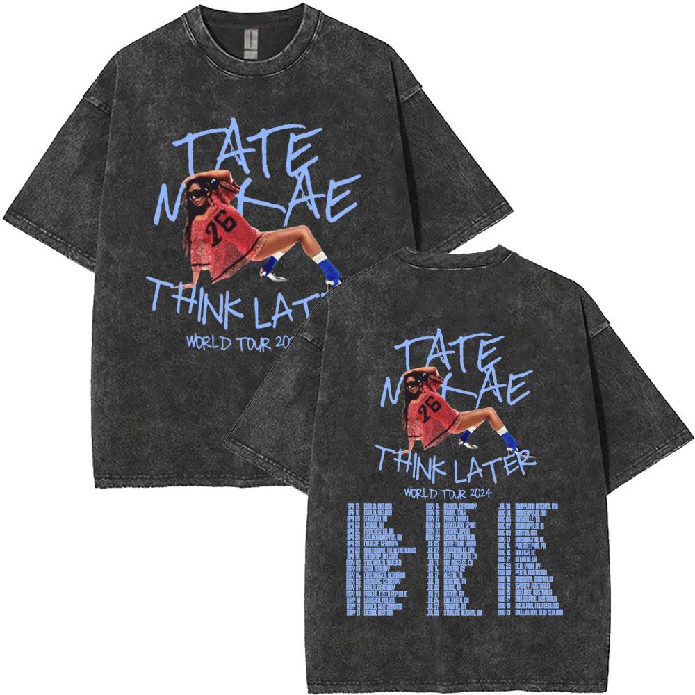 Washed Singer Tate Mcrae Album So Close To What Miss Possessive  World Tour T Shirts Men Women Fashion Oversized Tshirts