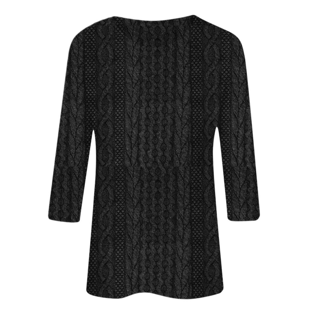 Stylish Women's Round-neck Three-quarter Sleeve  Top