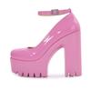 Women Pumps Mary Janes 14cm Chunky High Heels Platform Women's Shoes Sexy Black White Ankle Strap Plus Size 43 Party Dress Shoes