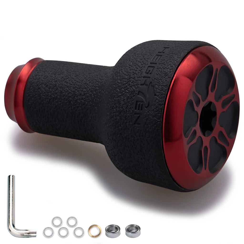 HEIGHTEN 24mm Reel Handle Compatible with Shimano and Daiwa A and Type TPE Series Knob, TPE, 10g, (Type S), (Red) (426)