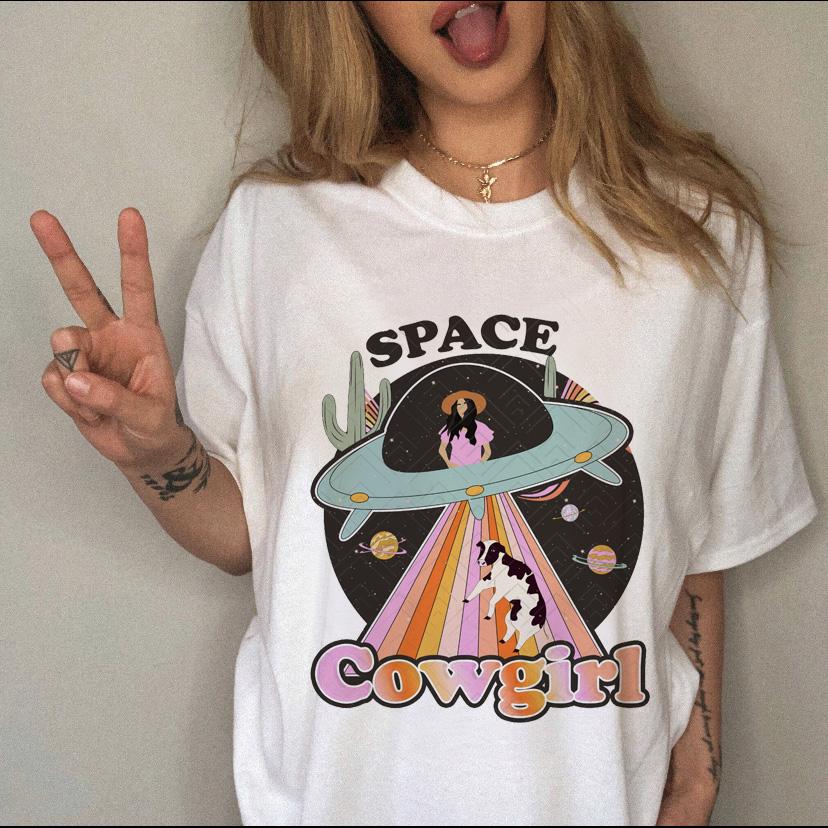 Women's T-shirt Western Cowboy Cartoon Letter Print Funny Cute Short Sleeve Ladies Fashion Casual Summer Women's T-shirt Graphic