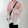 Men's Shirt Gradient Plicated Long Sleeve Shirts Loose Korean Shirt Fashion Casual Oversize Shirt Coat High Quality Clothing