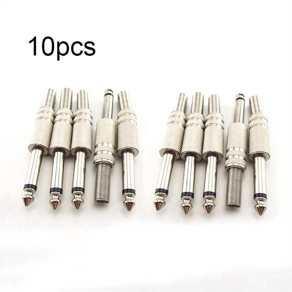 Jack Microphone 6.35mm Male Jack 6.35mm Audio Plug Soldering Audio Connector 1/4" Mono Jack Adapter