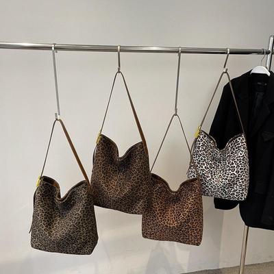 Women's Retro Leopard Print Crossbody Tote - Versatile, Large Capacity for College & Commuting