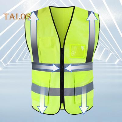 Arbeitsweste Herren Damen Reflektorweste V-Ausschnitt Ärmellos Reißverschlussleiste Atmungsaktive Nachtsicherheitsweste