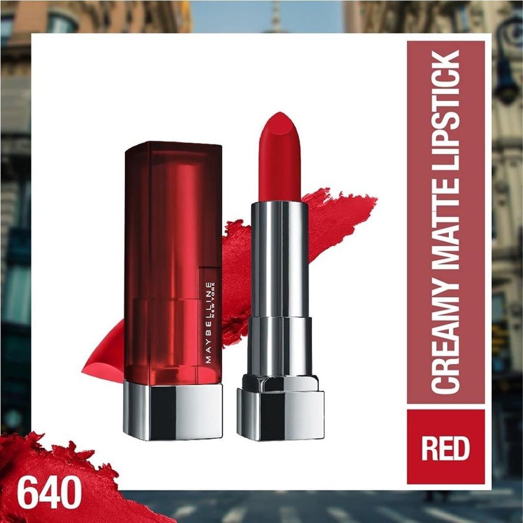 Maybelline New York Matná rtěnka 3,9g 640 Red Liberation Krémová Hydratační Dlouhotrvající Výrazná barva na rty