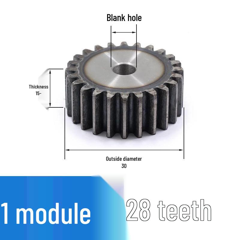 Custom 1 Module Spur Gear, Thickness 15mm, 15-25 Teeth, Non-Standard, National Standard 45 Steel, Ideal for DIY Projects.