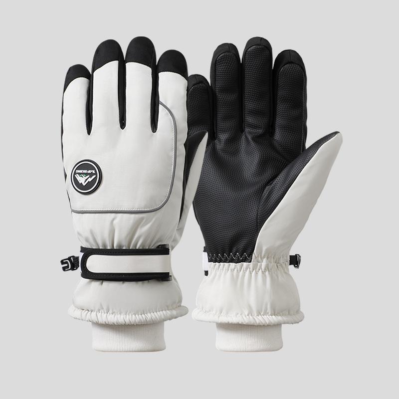 Classic Custom logo Unisex Winter Windproof Waterproof Warm Thermal Touchscreen Snowboarding Ski Gloves One Size белый