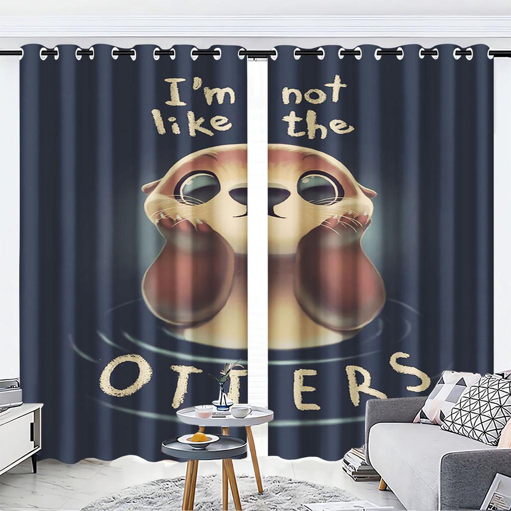 Otter, Animal Anime Printed Curtains For Living Room Home Decor  Blackout Curtains Bedroom Drapes Cartoon Christmas