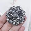 1pcs High-grade Black White Champagne Rhinestone Flower Buttons Fur Mink Coat Collar Decorative Buttons 50mm