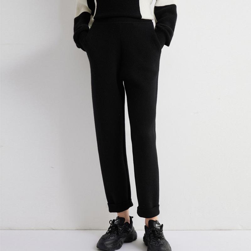 

100% Pure Cashmere Autumn/Winter Twelve Gauge Thickened Air Layer Women s Slimming Skinny Pants, Elegant and Elastic. Medium