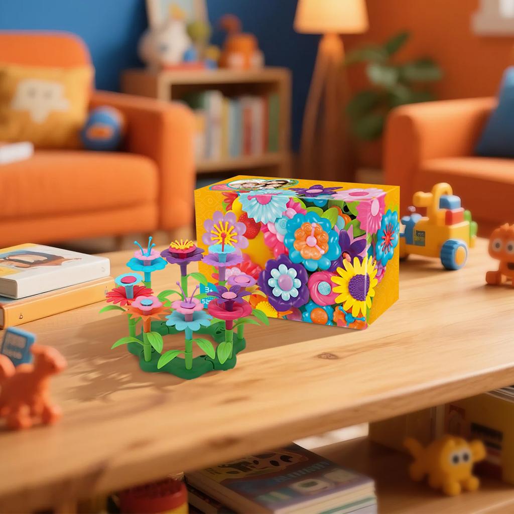 Baustein Lernspielzeug für Jungen und Mädchen, Vielseitige Garten-Blumenarrangements, Kinder-Plastikpuzzles, Festivalgeschenke