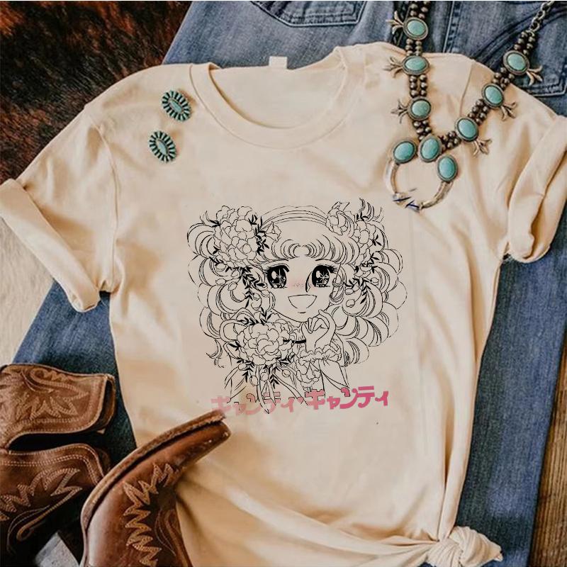 Lata 90. Kawaii Cukierki Cukierki Anime Letni Top Koszulka Damska Nadruk Koszulka Grunge Anime Manga Koszulka Topy Graficzny Estetyczny