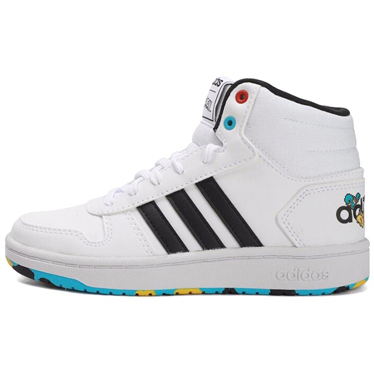 Adidas Neo Hoops Mid 2.0 Slip Resistant Abrasion Resistant Mid top Kids  Skateboarding Shoes White Black Kids  EG1989 30
