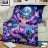 1PC Custom Name Fantasy Axolotl Night Flowers blanket versatile,all-season throw suitable for the living room,bedroom,camping,travel,and gift