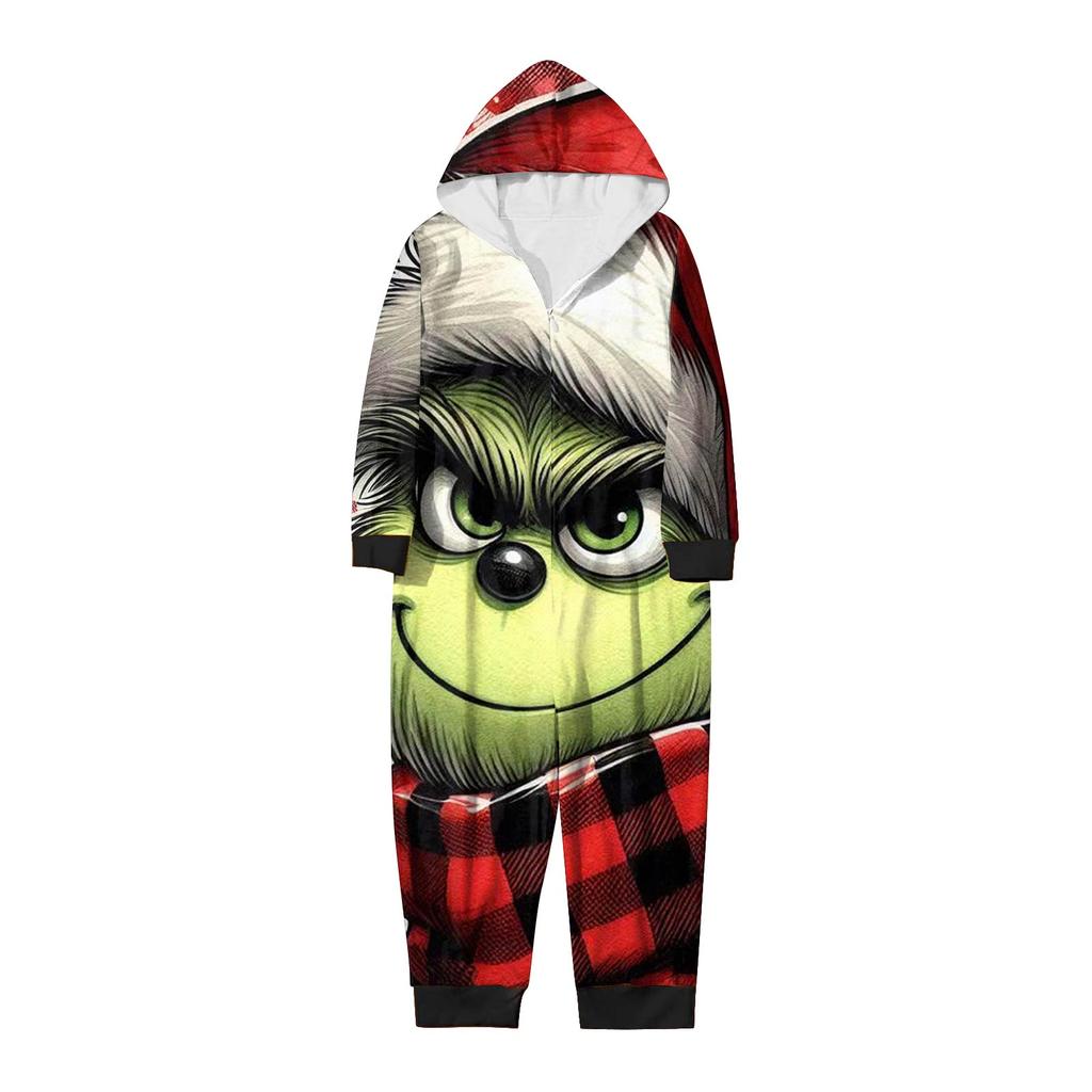 Rodzic-Świąteczny Nadruk Rodzic-Dziecko Kaptur Zapinany na Zamek Jednoczęściowy Domowy