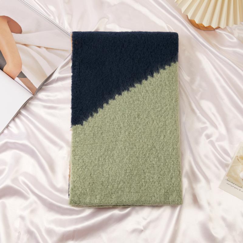 Spleißen Minimalistischer Schal Damen Herbst und Winter Doppelseitiger Verdickter Warmer Schal Halsschutzschal Neuer Schal Damen