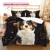 Black Australian Shepherd Pattern Bedding Home Decoration Birthday Gift (1 * duvet cover + 2 * pillowcase, without core)