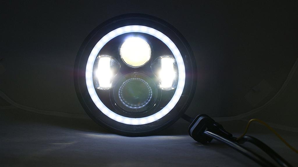 Ranzek Harley LED Headlight, 7 Inch Hi/lo Beam, LED Jeep Wrangler with DRL Function,