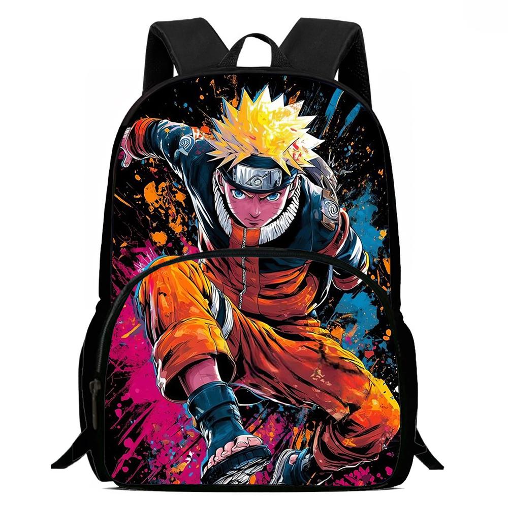 NARUTO Anime Kids Mochila Backpack,With Adjustable Shoulder Strap & Front Pocket,Lightweight & Durable,for Boys & Girls Age 5-10