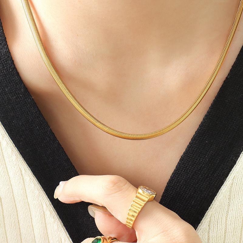 Gold-Plated Soft Snake Chain Necklace - Minimalist European & American Style Jewelry