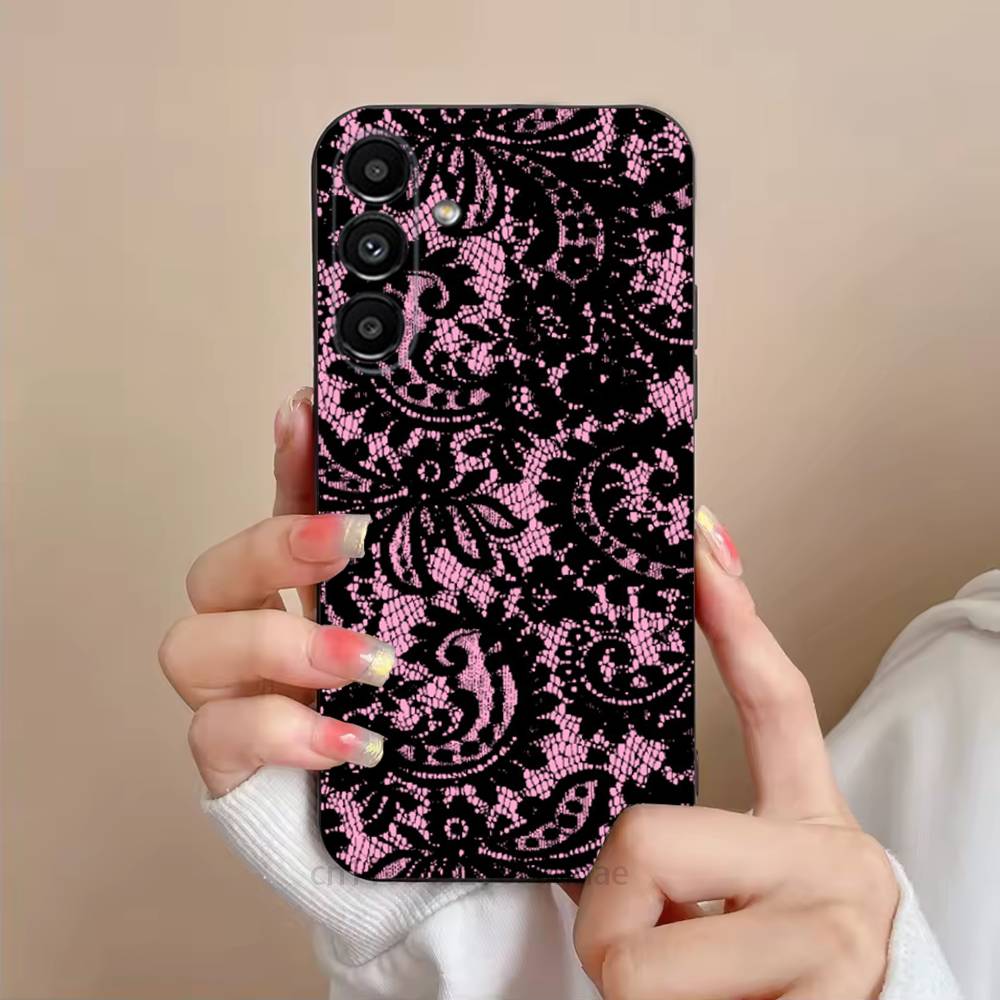 

Black lace print New Hot Phone Case For Samsung Galaxy S21 22 23 24 S25 Ultra PlusS20 FE S10 Plus Cover Funda SamsungS21plus