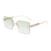 European and American new high-end business square trimmed frameless sunglasses for men and women commuting light luxury advanced outdoor wear