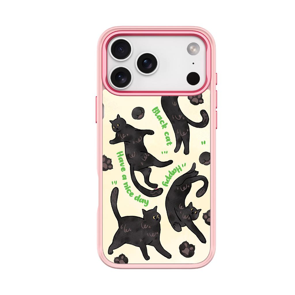 Applicable to Apple 17 mobile phone case, advanced sense 16 replaceable back plate 15promax magnetic mobile phone case, green light, black cat.